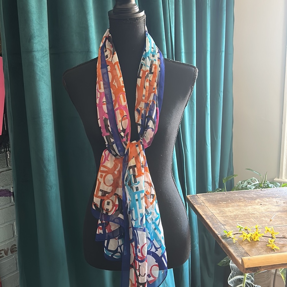 Christian Dior 60s Vibe Sheer Chiffon Signature Print Scarf